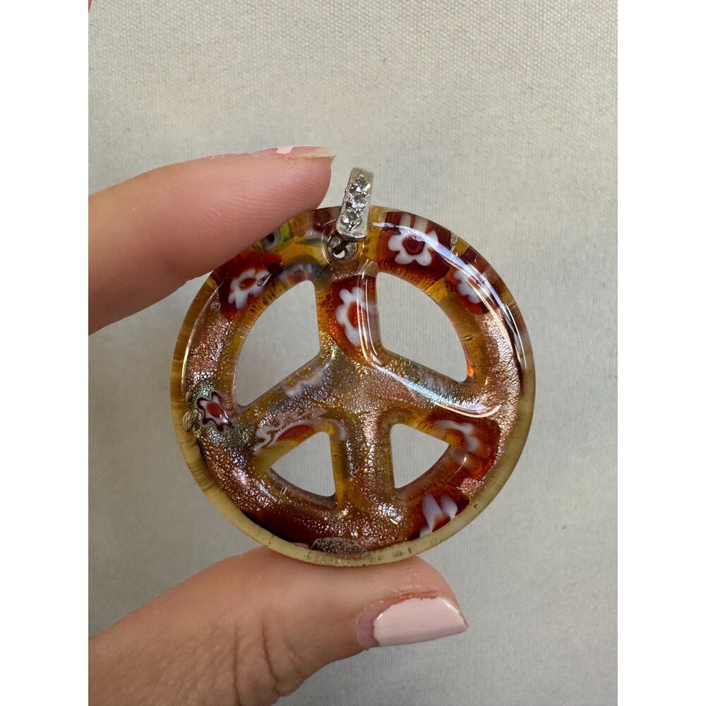 Murano Glass Peace Sign Pendant